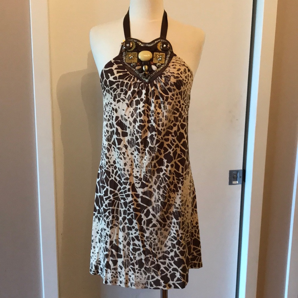 Guess halter dress animal print
